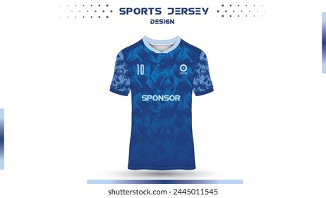 Blue, Sky sports design template for soccer jersey, football kit and tank top for basketball jersey. Sports uniform in front and back view. Tshirt mock up for sports club. Vector Illustration.