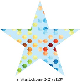blue sky star shape with small square inside, different shades and colors, heart vector illustration for valentines day.