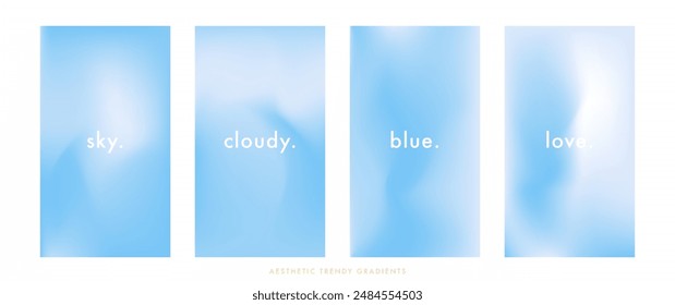 Cuentos del cielo azul. Anuncio de Vector de Vertical color pastel azul de la temporada de verano. Fondo de degradado de cielo borroso. Fondo de luz suave simple. Plantilla de diseño de historias de gradiente para poster, post social