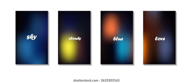 Blue sky stories set. Summer season blue pastel colored vertical vector banner. Blurred sky gradient background. Simple soft light backdrop. Gradient stories design template for poster, social post