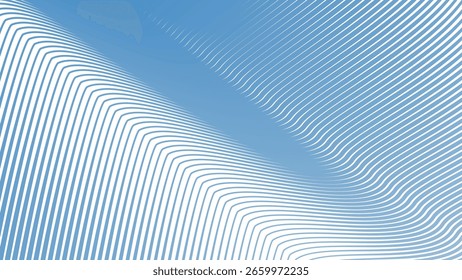 Blue Sky Stripes Linha ondulada fundo abstrato para web design moderno, arte digital e apresentação de interface do usuário