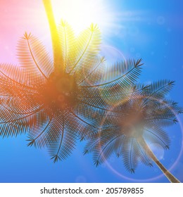 Blue sky with summer sun burst background. EPS10