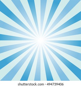 Blue Sky Sun Burst, Sun Rays Background Vector illustration