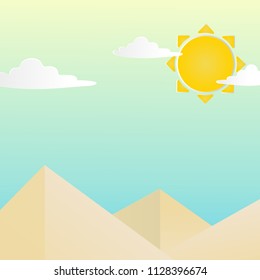 Blue sky with the sun and cloud on desert vector design