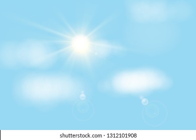 blue sky with sun and clouds