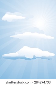 blue sky, sun and clouds