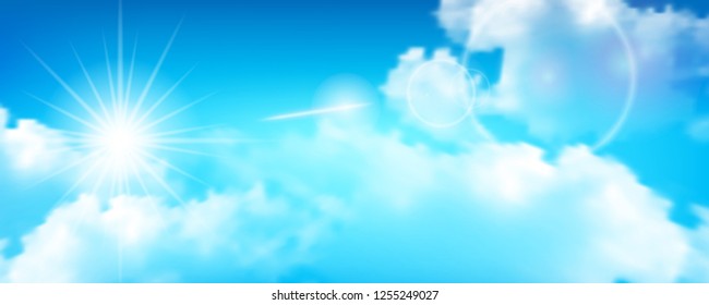 Blue sky and sun light, vector illustration and design.