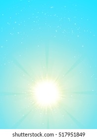 Blue sky and sun. Realistic Blur Design With Burst and Rays. Abstract Shining Background. Vector illustration