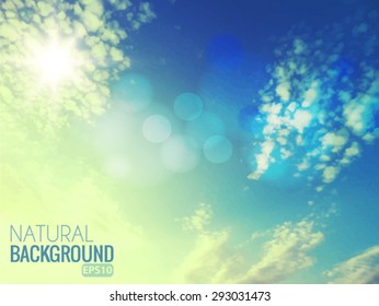 Blue sky, the sun. Vector EPS 10 illustration.
