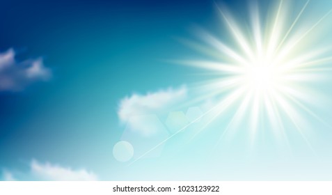 Blue sky and sun. Vector illustration