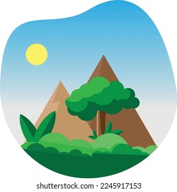 blue sky sunny day summer vector illustration landscape