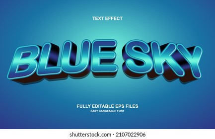 Blue Sky Text Effect Editable Vector