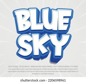 Blue Sky Text Effect Template With 3d Style Use For Logo And Business Brand