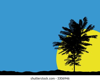 blue sky with tree silhouette (vector eps format)