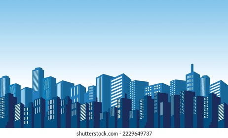 Blue sky view with many mall buildings in urban