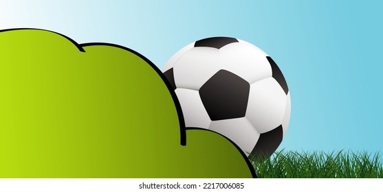 El cielo azul mira la frontera de fútbol con el sol en el campo verde de césped de fútbol. Frontera de fútbol, campo de fútbol. Estadio vectorial, antecedentes de los hinchas. wk, ek sport finale, deporte. Zona de juegos 2023, Qatar