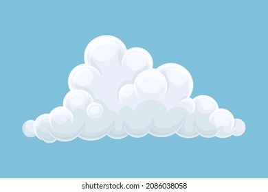 Blue sky with white cloud. Storage solution, database, networking, meteorology element cartoon vector illustration