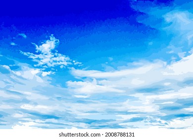 Blue sky and white cloud vector nature background. Watercolor clouds in sky vector illustration
