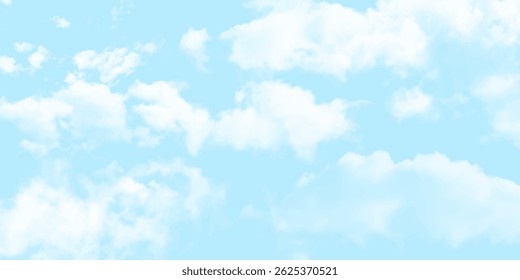 Céu azul com nuvem branca Vetor desenhos animados natureza fundo As nuvens devem ter um efeito de pintura ou aquarela