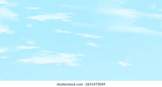 Blue sky with white cloud Vector cartoon nature background Fantastic soft white clouds against blue sky	