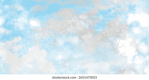 Blue sky with white cloud Vector cartoon nature background Fantastic soft white clouds against blue sky	