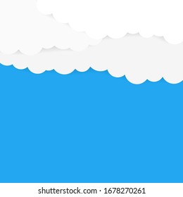Blue sky with white clouds background. Vector illustration in flat style