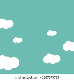 Blue sky, white clouds background vector illustration