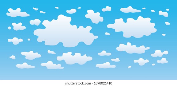 Blue sky and white clouds background flat vector