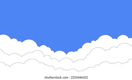 blue sky with white clouds background.clouds borders simple cartoon design