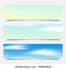 Blue sky with white clouds.Set of banners.