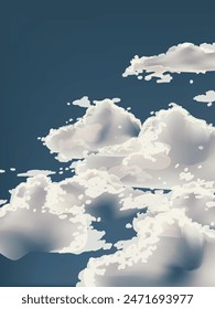 Cielo azul con nubes blancas diseño de Ilustración vectorial de fondo de paisaje. Naturaleza, vista panorámica.