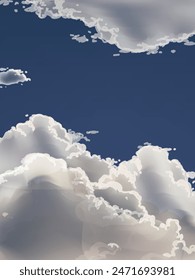 Blue sky with white clouds landscape background vector illustration design. Nature, panorama view.