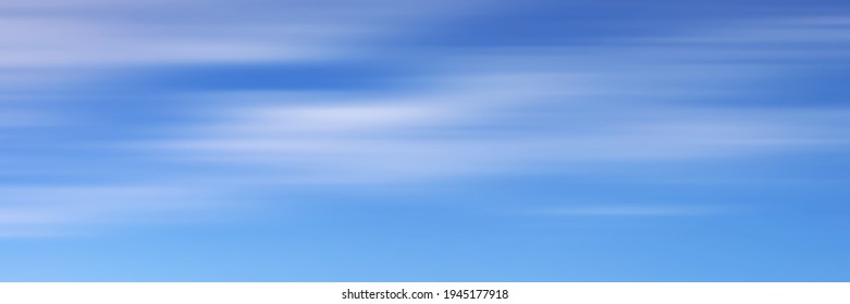 Blue sky with white clouds, panoramic image, vector background