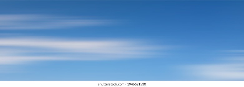 Blue sky with white clouds, panoramic image, vector background