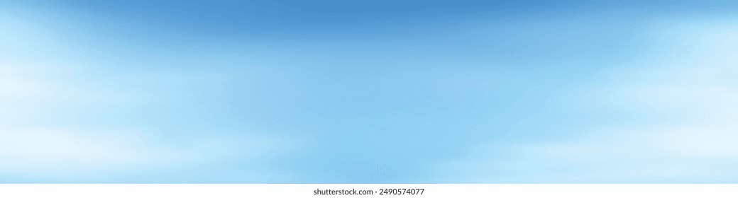 Blue sky with white clouds, panoramic image, vector background