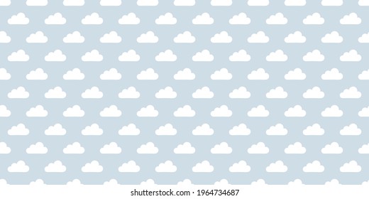 Blue sky white clouds seamless repeat pattern vector background, wallpaper design.