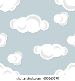 Blue sky with white clouds, seamless pattern