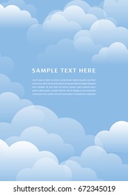 Blue sky with white clouds and space for text, vertical format. Summer or autumn seasonal illustration.