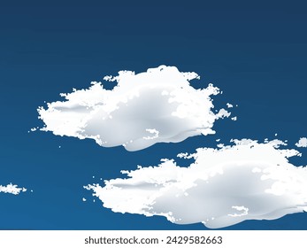 Blauer Himmel mit weißen Wolken Vektor-Illustration Hintergrund. Farbverlauf und Netzfarbe Wolkenlandschaft.