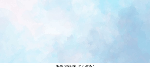 Blue sky and white clouds. Vector watercolor texture. Heaven. Hand drawn blue abstract vector illustration for background, cover, interior decor and other users.