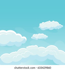 Blue sky with white clouds. Vector background