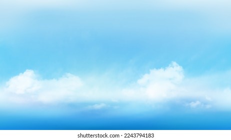 Blue sky and white soft clouds floated in the sky on a clear day. Beautiful air and sunlight with cloud scape colorful. Sunset sky for background.