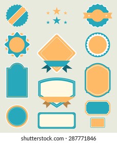  Blue sky and yellow vintage retro label tag budge blank template