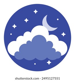 blue sky.moon and stars .clouds.in white background