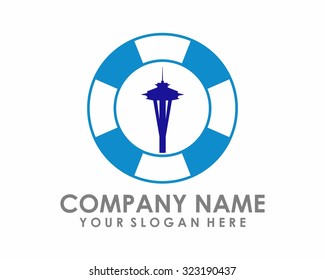 blue skyscraper tower silhouette vector logo image icon