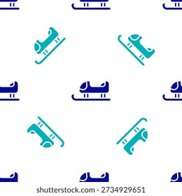 Blue Sled icon isolated seamless pattern on white background. Winter mode of transport.  Vector