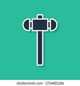 Blue Sledgehammer icon isolated on green background.  Vector Illustration