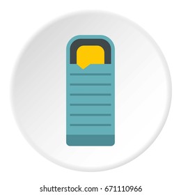 Blue sleeping bag icon in flat circle isolated vector illustration for web