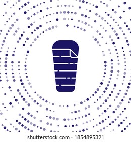 Blue Sleeping bag icon isolated on white background. Abstract circle random dots. Vector