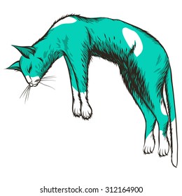 Blue sleeping cat. Cute little kitty.